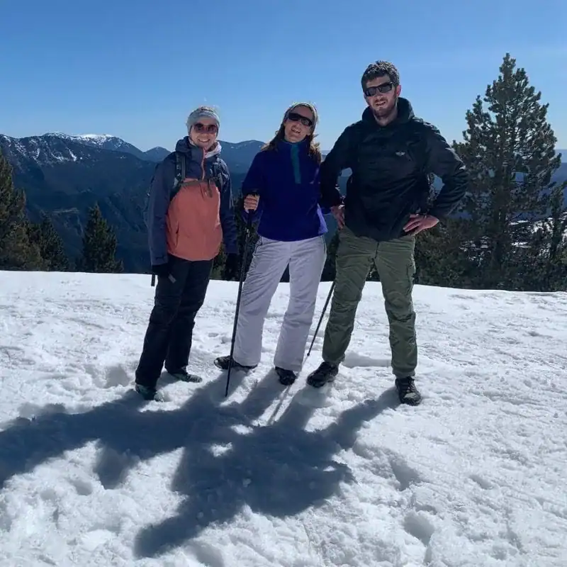 Ski or snowshoe through mountain trails